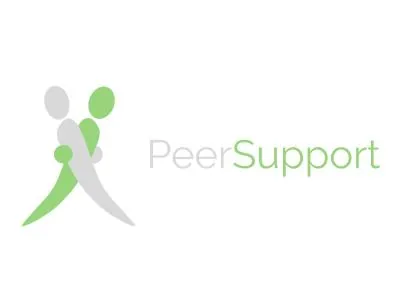 PeerSupport logo with two abstract figures embracing